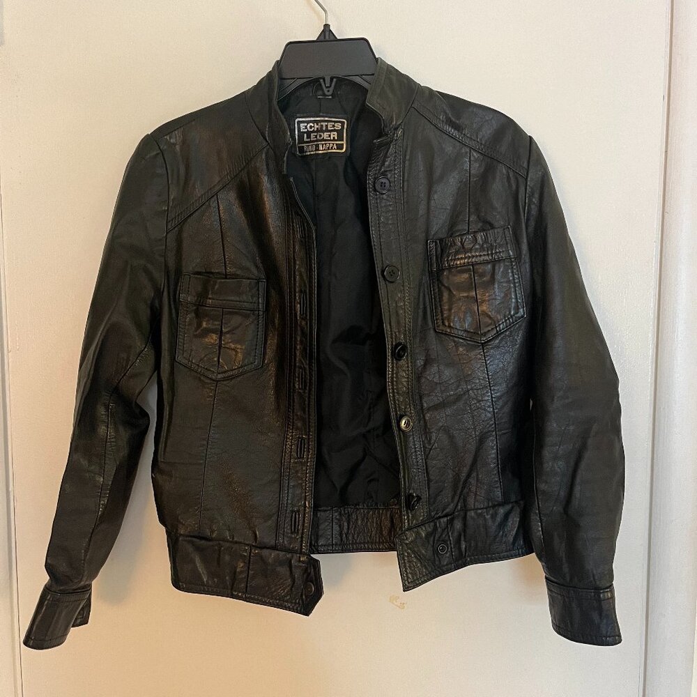 Vintage black leather jacket - XS